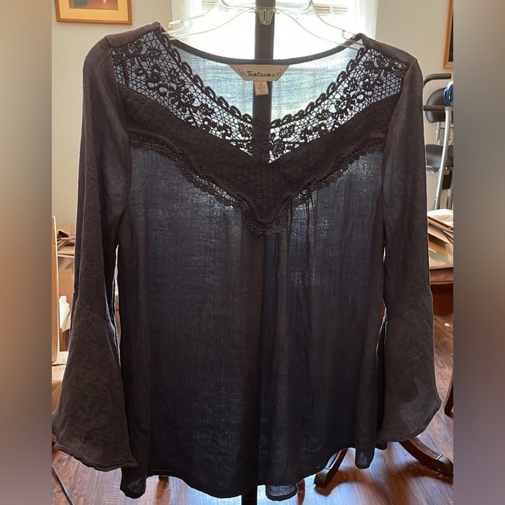 Tantrums Navy Embroidered Blouse M